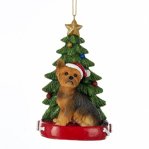 Ornement Yorkshire Terrier avec Arbre 4.25"