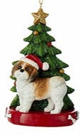 Ornement Chien Résine avec Arbre de Noël Assortiment 4.25"