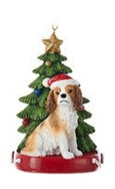 Ornement Chien Résine avec Arbre de Noël Assortiment 4.25"