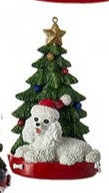 Ornement Chien Résine avec Arbre de Noël Assortiment 4.25"