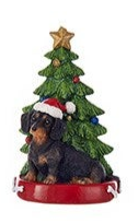 Ornement Chien Résine avec Arbre de Noël Assortiment 4.25"