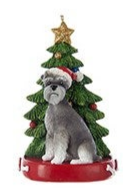 Ornement Chien Résine avec Arbre de Noël Assortiment 4.25"