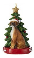 Ornement Chien Résine avec Arbre de Noël Assortiment 4.25"