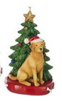 Ornement Chien Résine avec Arbre de Noël Assortiment 4.25"