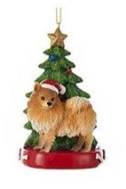 Ornement Chien Résine avec Arbre de Noël Assortiment 4.25"