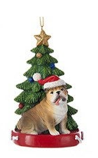 Ornement Chien Résine avec Arbre de Noël Assortiment 4.25"