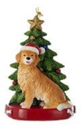 Ornement Chien Résine avec Arbre de Noël Assortiment 4.25"