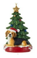 Ornement Chien Résine avec Arbre de Noël Assortiment 4.25"