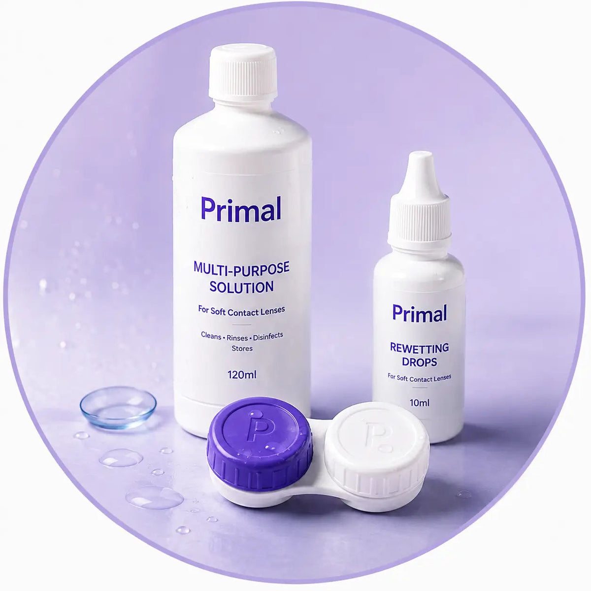 Contact lens cleaning solution (60 ml) and case