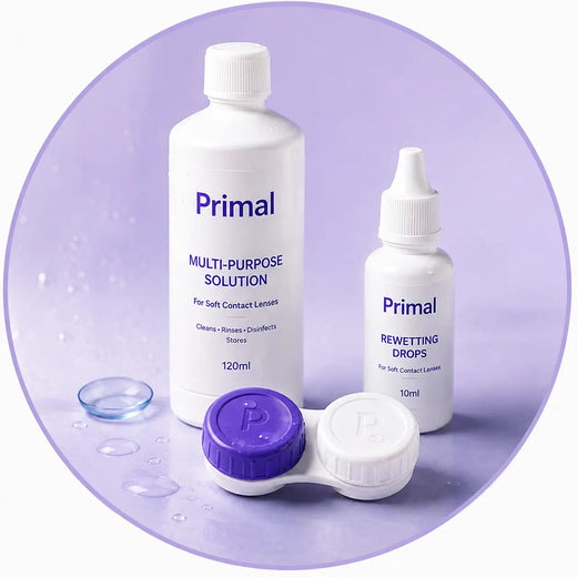 Contact lens cleaning solution (60 ml) and case