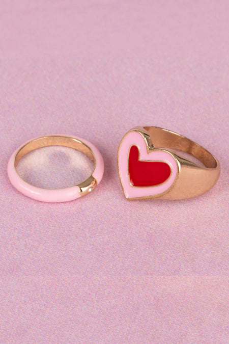 Boutique Chic Tickled Pink Rings, 2pcs