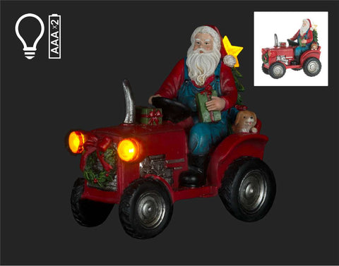 6.5" SANTA ON TRACTOR W/LED