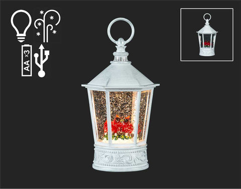 9" LED LANTERN WGLOBE W/CARDINAL