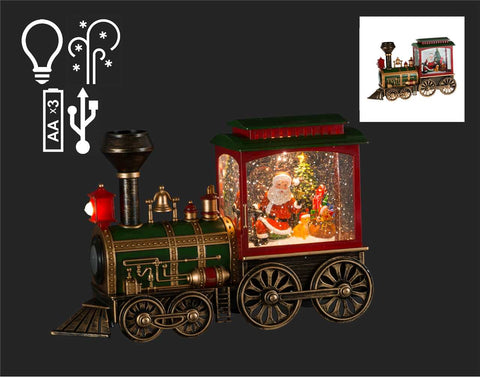 8" LED TRAIN WGLOBE W/SANTA