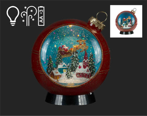 8" LED WGLOBE W/SANTA/REINDEER