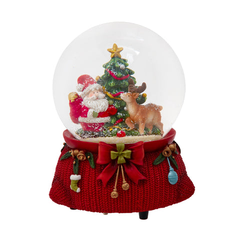 100MM MSCL SANTA W/TREE WATRGLOBE