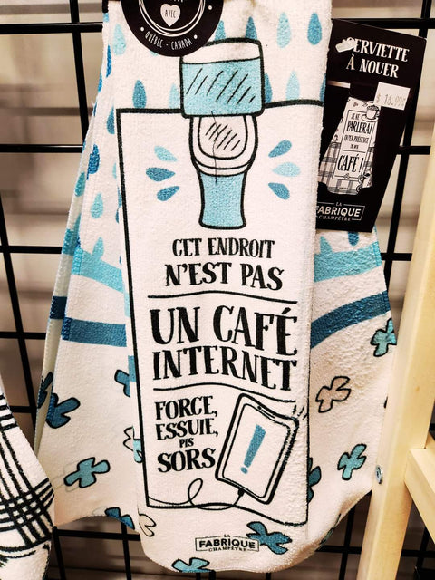 Tie towel - This place is not an internet cafe