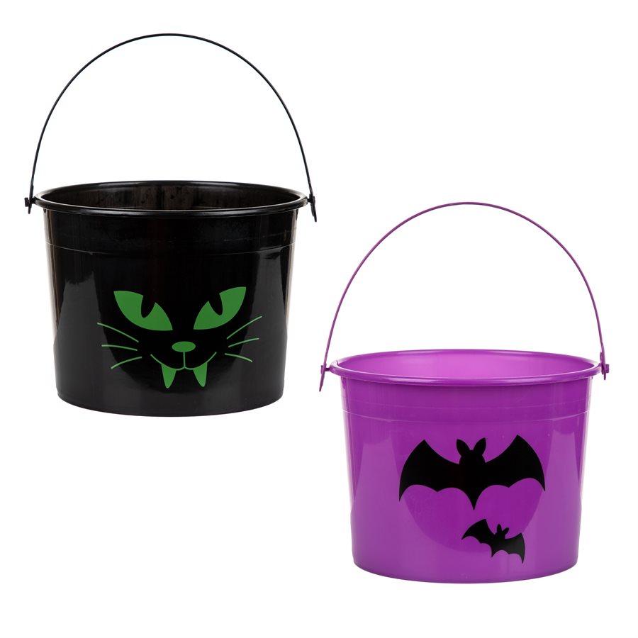 Seau à bonbons Halloween noir ou violet