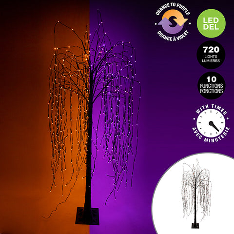 Black Willow Tree with 720 Orange/Purple LED Lights