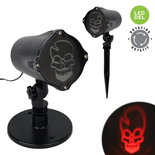 Projecteur extérieur Halloween DEL tête de mort rouge
