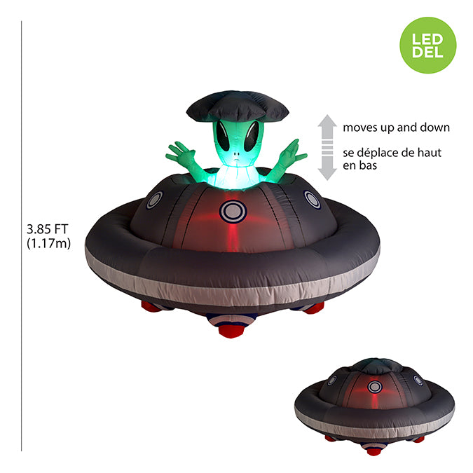 Alien gonflable à DEL dans OVNI avec mouvement haut/bas