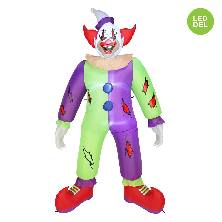 Light-up inflatable scary clown with LED lights