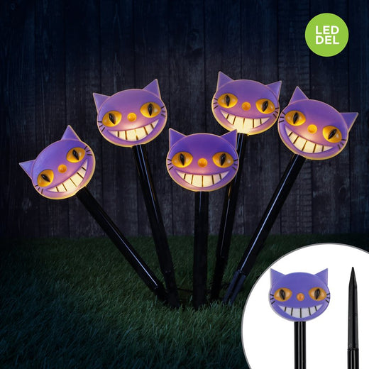 Ensemble de piquets chats lumineux pour pelouse
