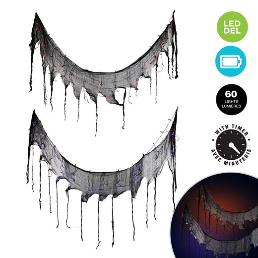 Guirlande lumineuse DEL avec tissu grillagé noir