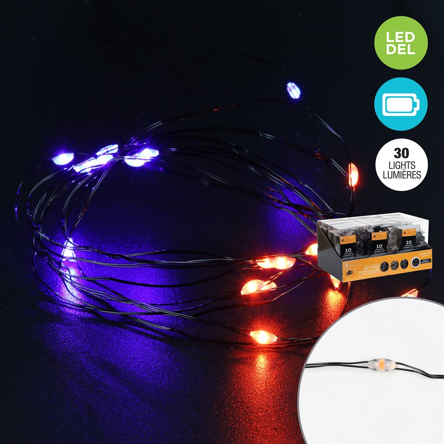 Orange and purple combination micro LED string lights