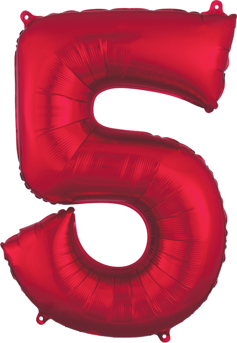 Ballon en aluminium (34") - Chiffre 5 - Rouge