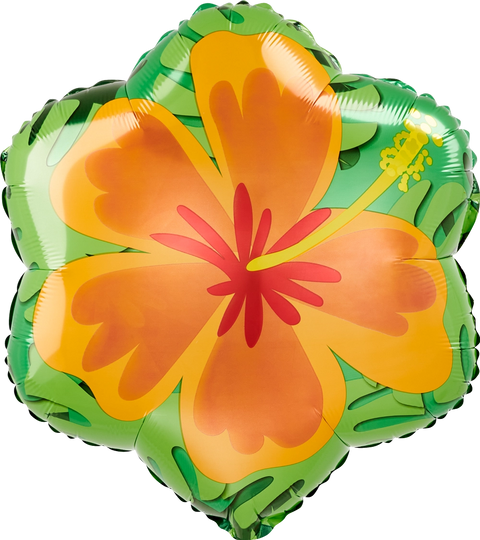 Ballon fleur de hibicus mauve et orange standard - 18"