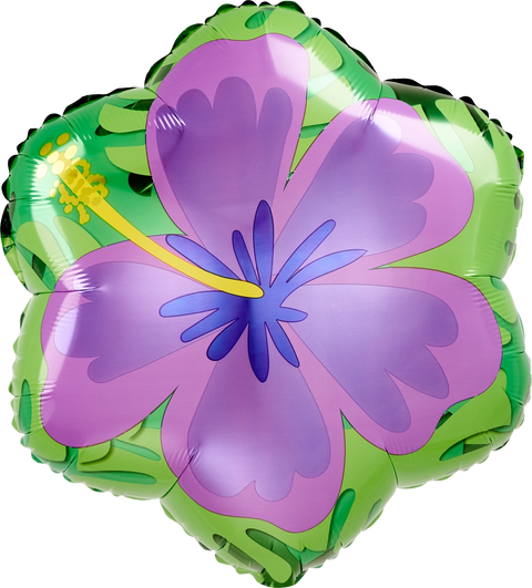 Ballon fleur de hibicus mauve et orange standard - 18"