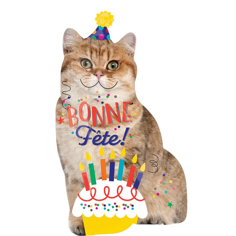 Aluminum “Happy Birthday” Cat Balloon - 33’’