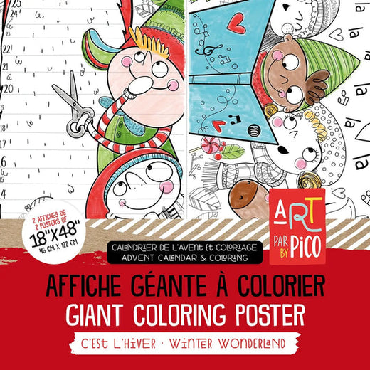 Giant coloring poster of Pico elves
