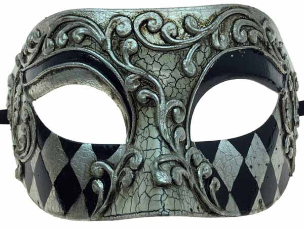 Masque vénitien pour homme argenté