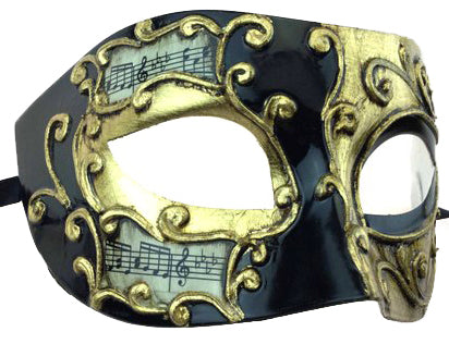 Masque Vénitien or et noir avec portée de musique