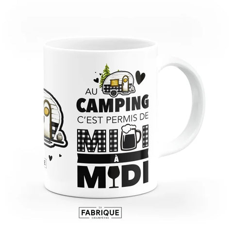 Mug - “At the campsite it is allowed from noon to noon“