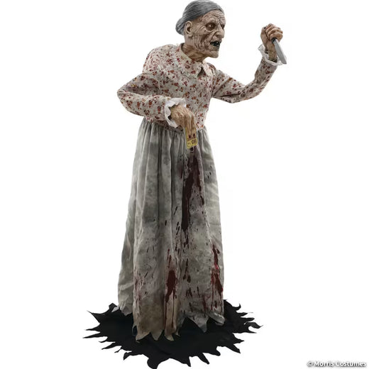 Posable Standing Gruesome Granny Halloween Decoration - 5 ft