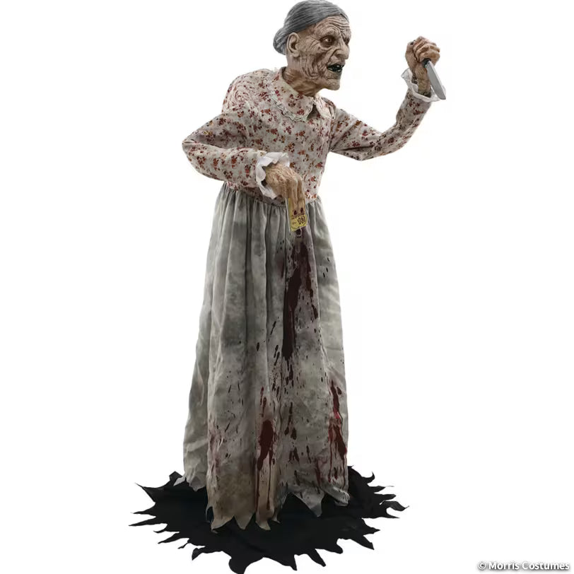 Posable Standing Gruesome Granny Halloween Decoration - 5 ft