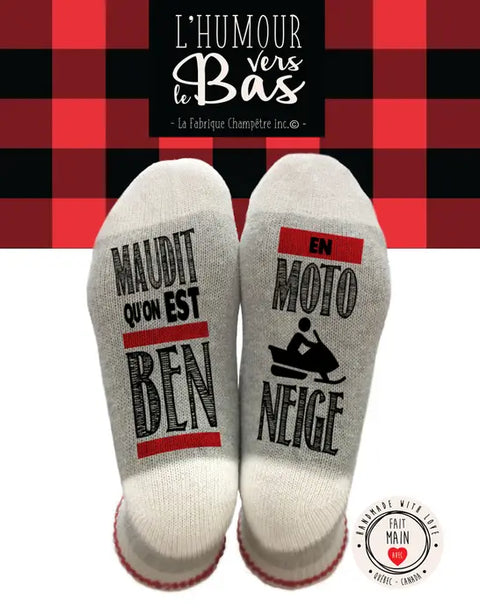 Wool stockings “Cursed That We Are Ben On Snowmobiles”