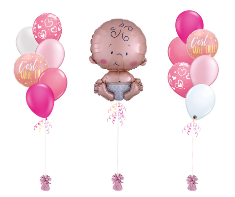 Bouquets de ballons - Bébé - Fille Rose Fushia