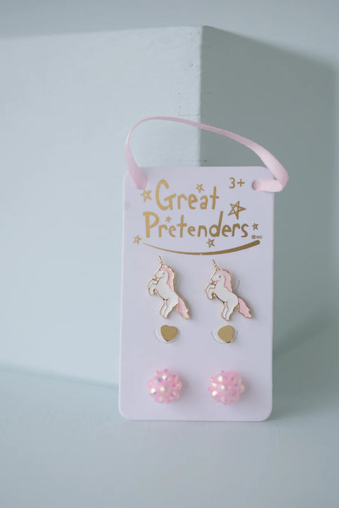 Boutique Unicorn Studded Earrings, 3 Sets