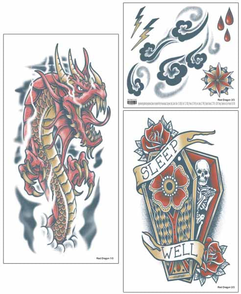 Tatouage manchette FX dragon rouge