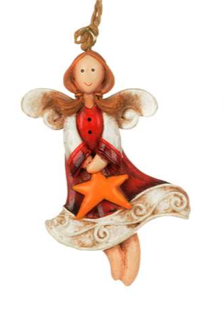 Angel ornament with star or heart (2.5")