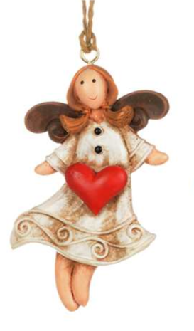 Angel ornament with star or heart (2.5")