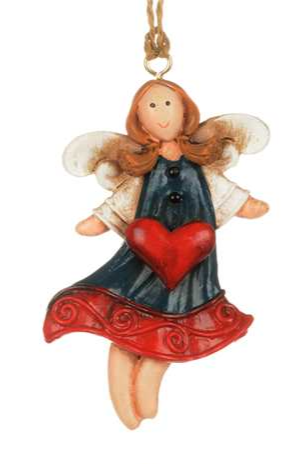 Angel ornament with star or heart (2.5")