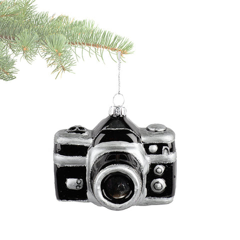 GLASS CAMERA ORNAMENT 8CM X 8.5CM