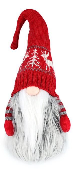 Gnome debout père noël en tissu avec barbe en fourrure