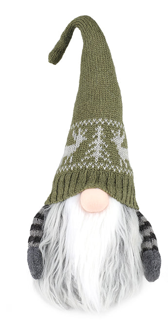 Gnome debout père noël en tissu avec barbe en fourrure