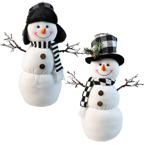 Fabric snowman with hat and scarf (36cm)